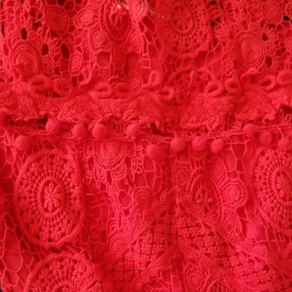 Tularosa Clayton Lace Crochet Dress Cayenne Red - Picture 9 of 12